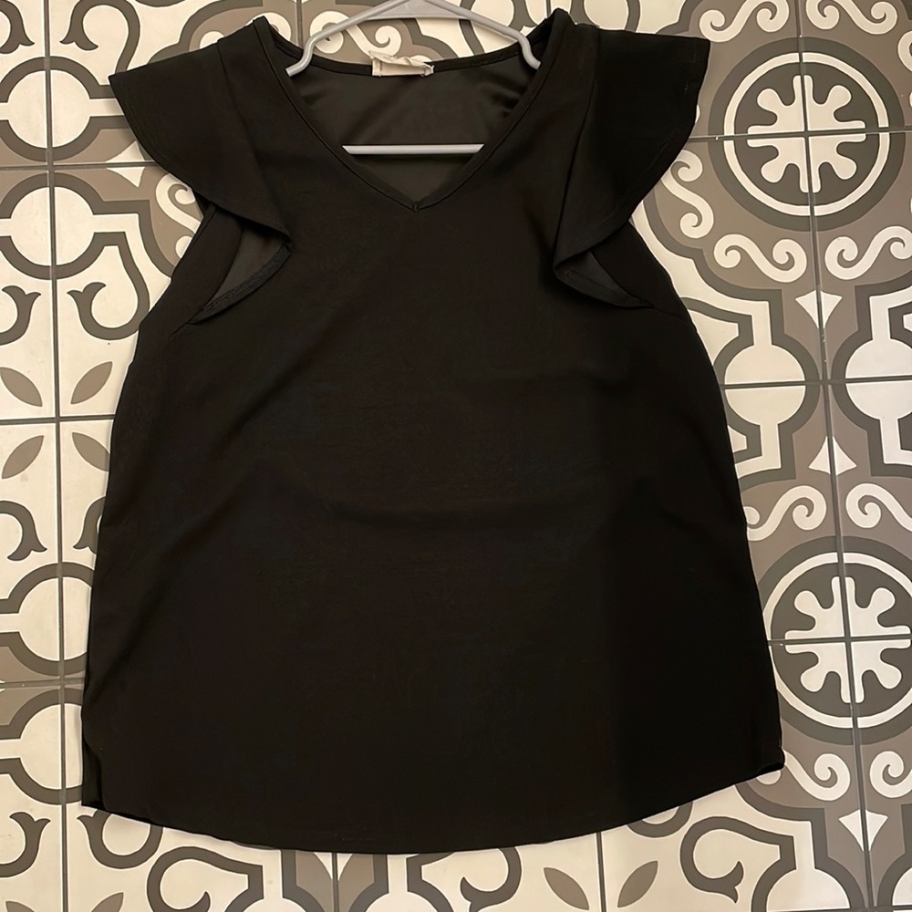 Black flutter sleeve tank